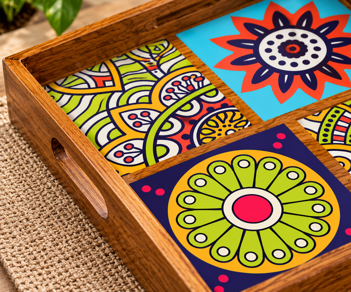 Vibrant Harmony – Multicolor Decorative Tray Wall Art