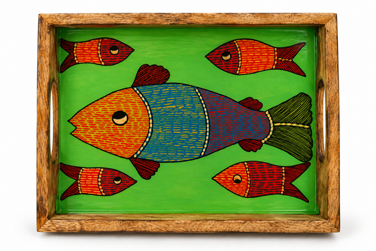 Fish Motif Handcrafted Wooden Tray