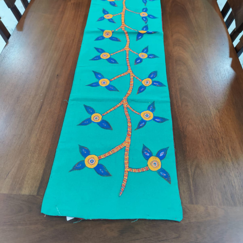 Floral Vine Green Cotton Table Runner