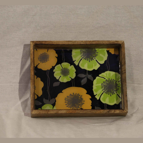 Midnight Bloom Wooden Tray