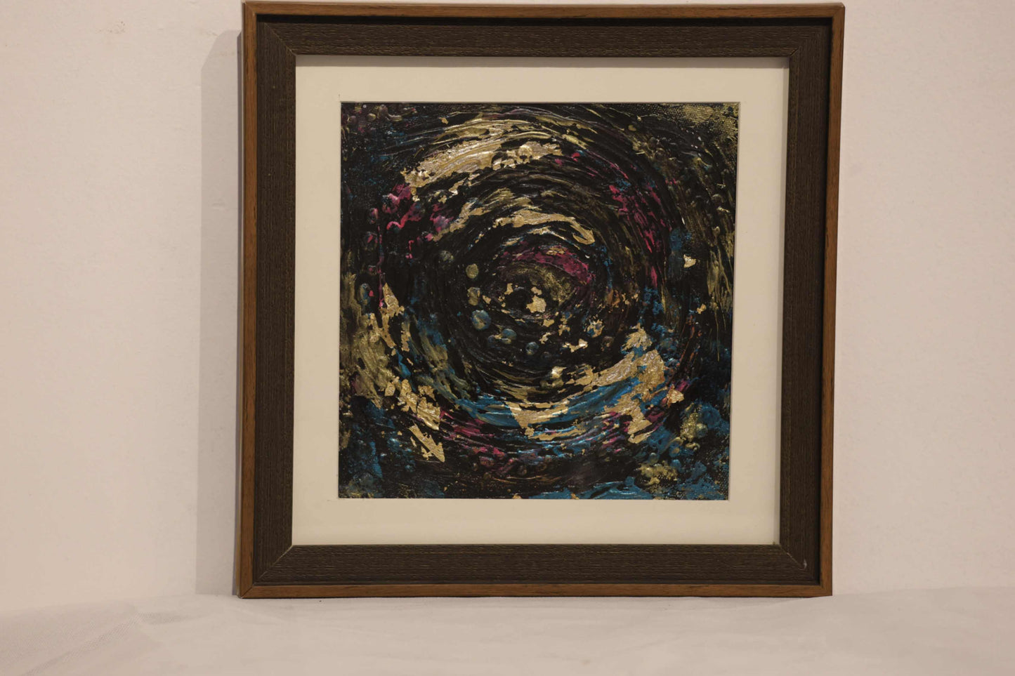 Texture art with golden,blue &red wall art