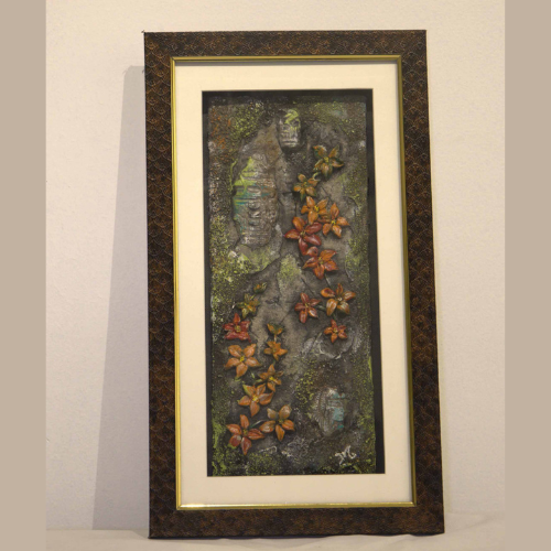Clay Floral & rock texture art wall art