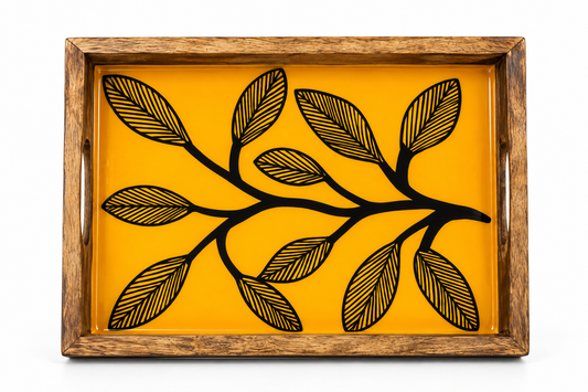 Leaf Pattern Wooden Tray