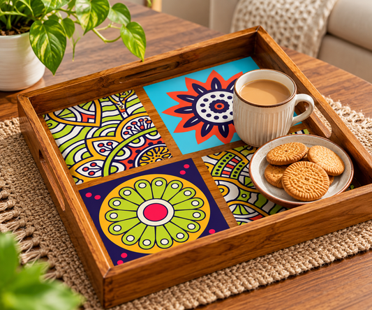 Vibrant Harmony – Multicolor Decorative Tray Wall Art