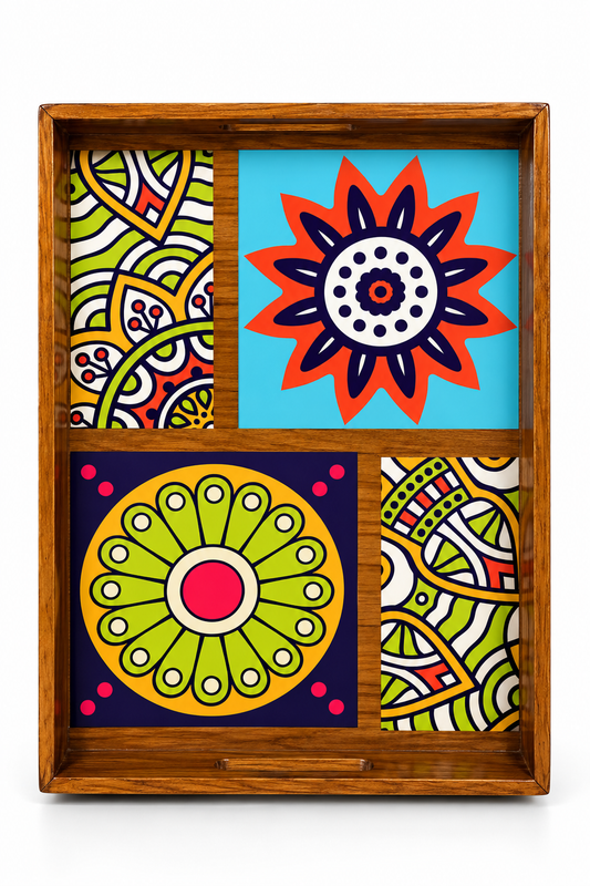 Vibrant Harmony – Multicolor Decorative Tray Wall Art