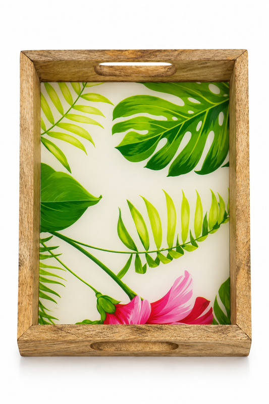 Tropical Bloom Wooden Tray