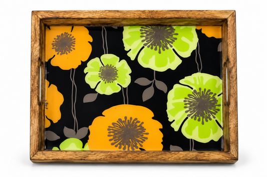 Midnight Bloom Wooden Tray