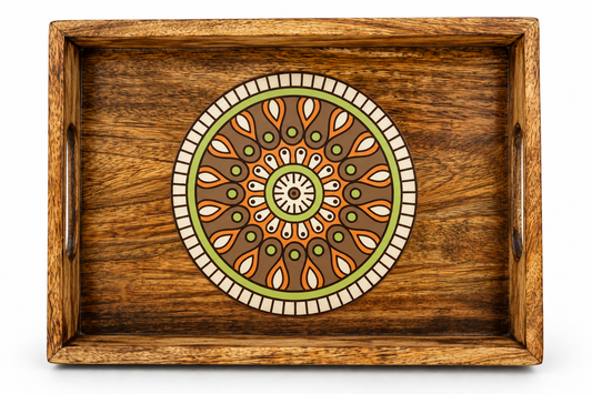 Mandala Bloom Wooden Tray