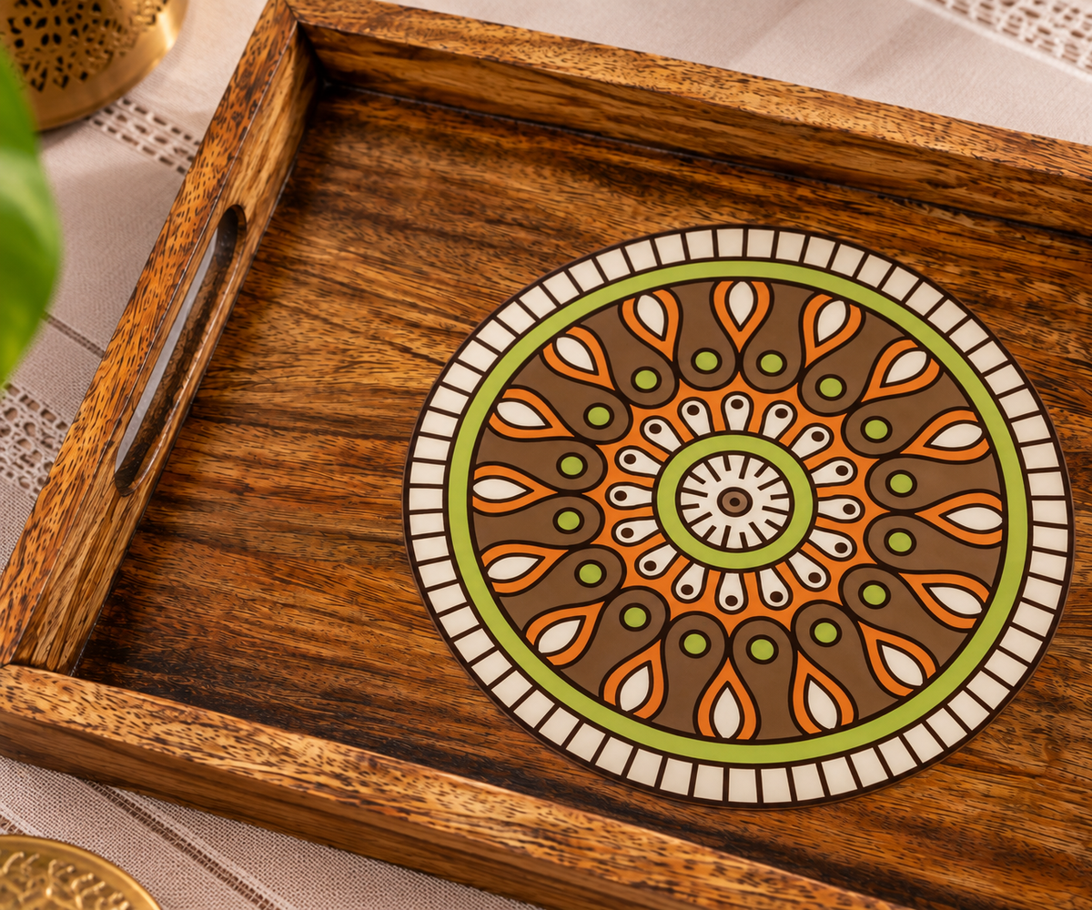 Mandala Bloom Wooden Tray