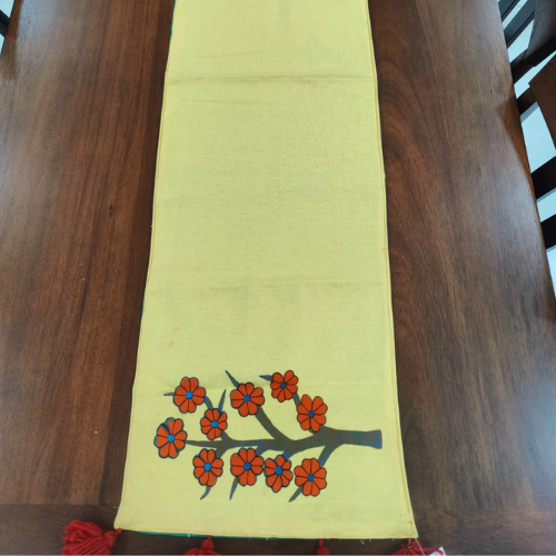 Sunshine Bloom Yellow Cotton Table Runner