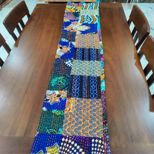 Patchwork Charm Red Cotton Table Runner