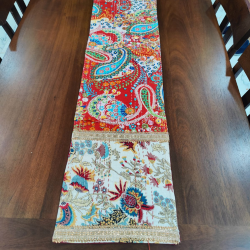 Vibrant Paisley Multicolor Cotton Table Runner