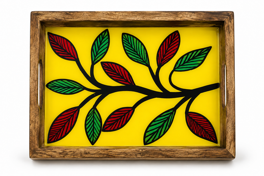 Floral Harmony Wooden Tray