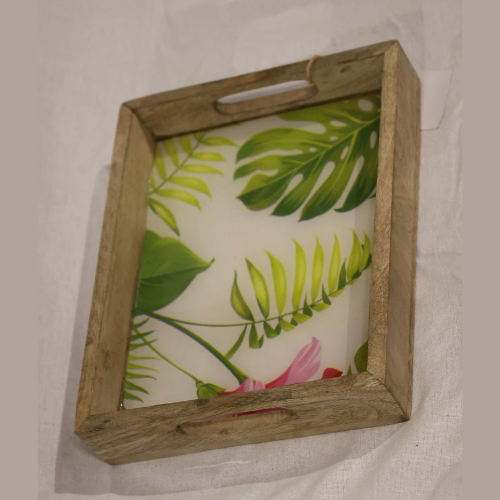 Tropical Bloom Wooden Tray