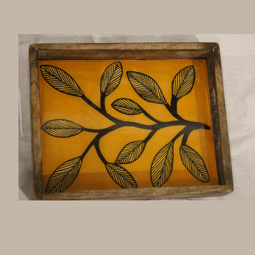 Leaf Pattern Wooden Tray