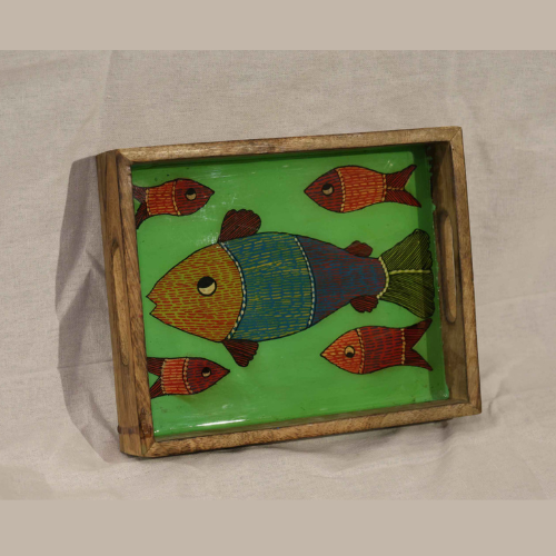 Fish Motif Handcrafted Wooden Tray
