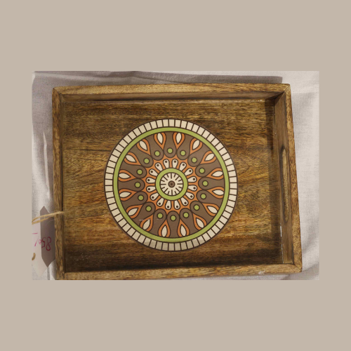 Mandala Bloom Wooden Tray
