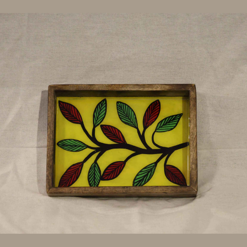 Floral Harmony Wooden Tray