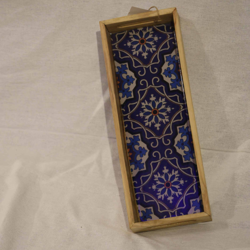 Royal Blue Pattern Wooden Tray