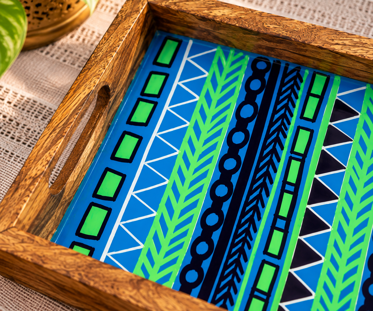 Geometric Rhythm Wooden Tray