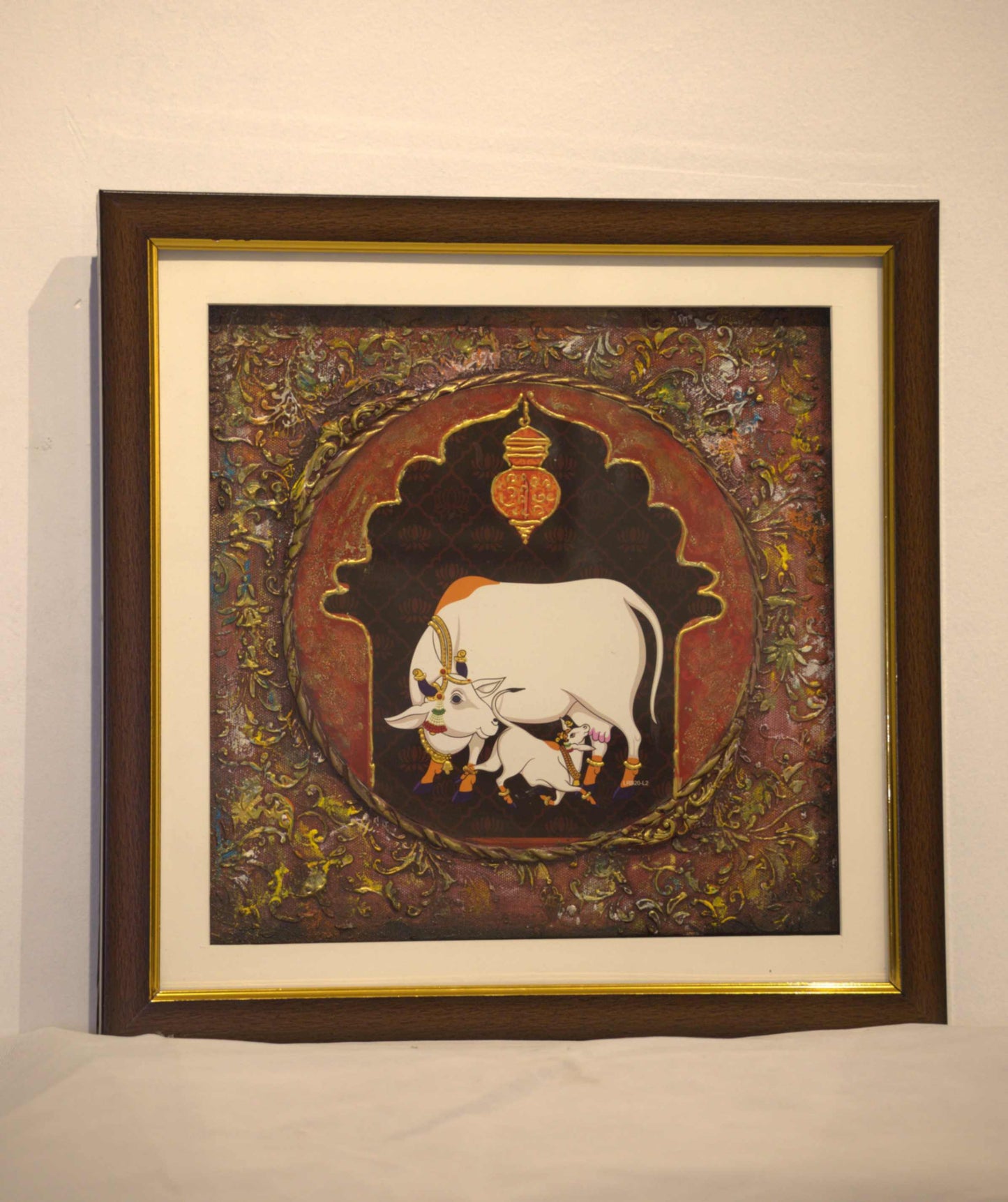 Pichwai cow art red background wall art