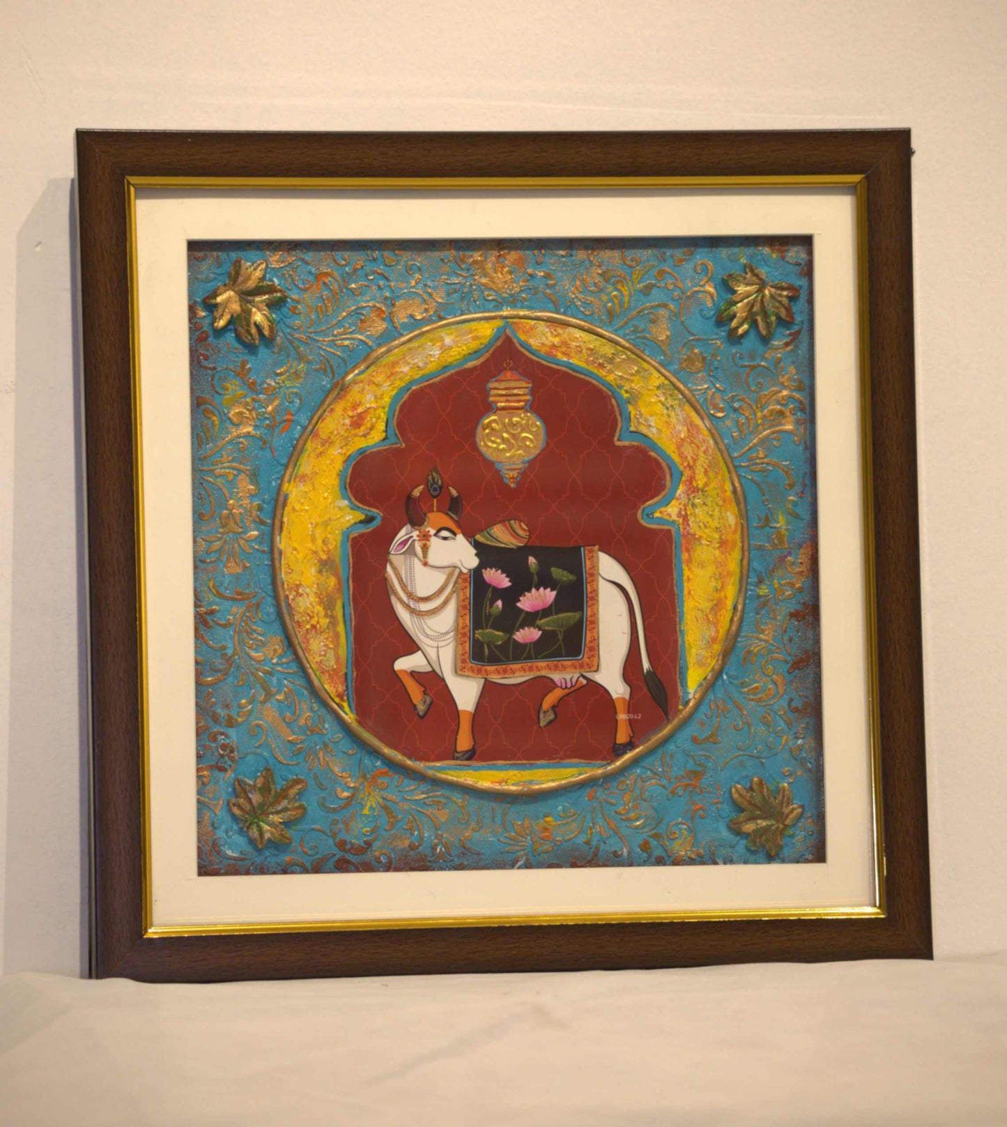 Pichwai cow Back ground green wall art