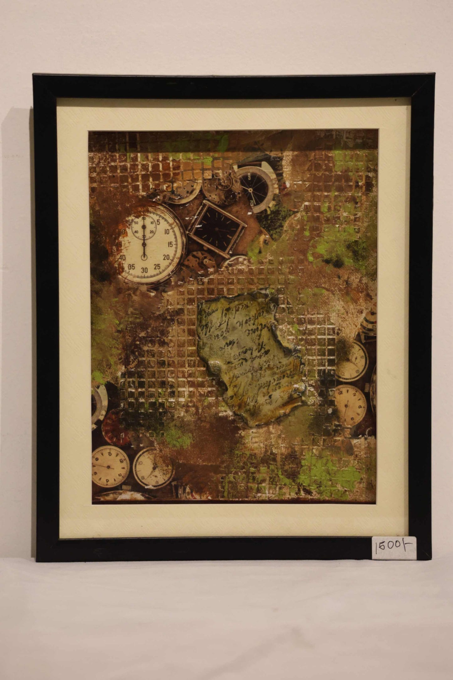 Texture art emrald green &copper wall art