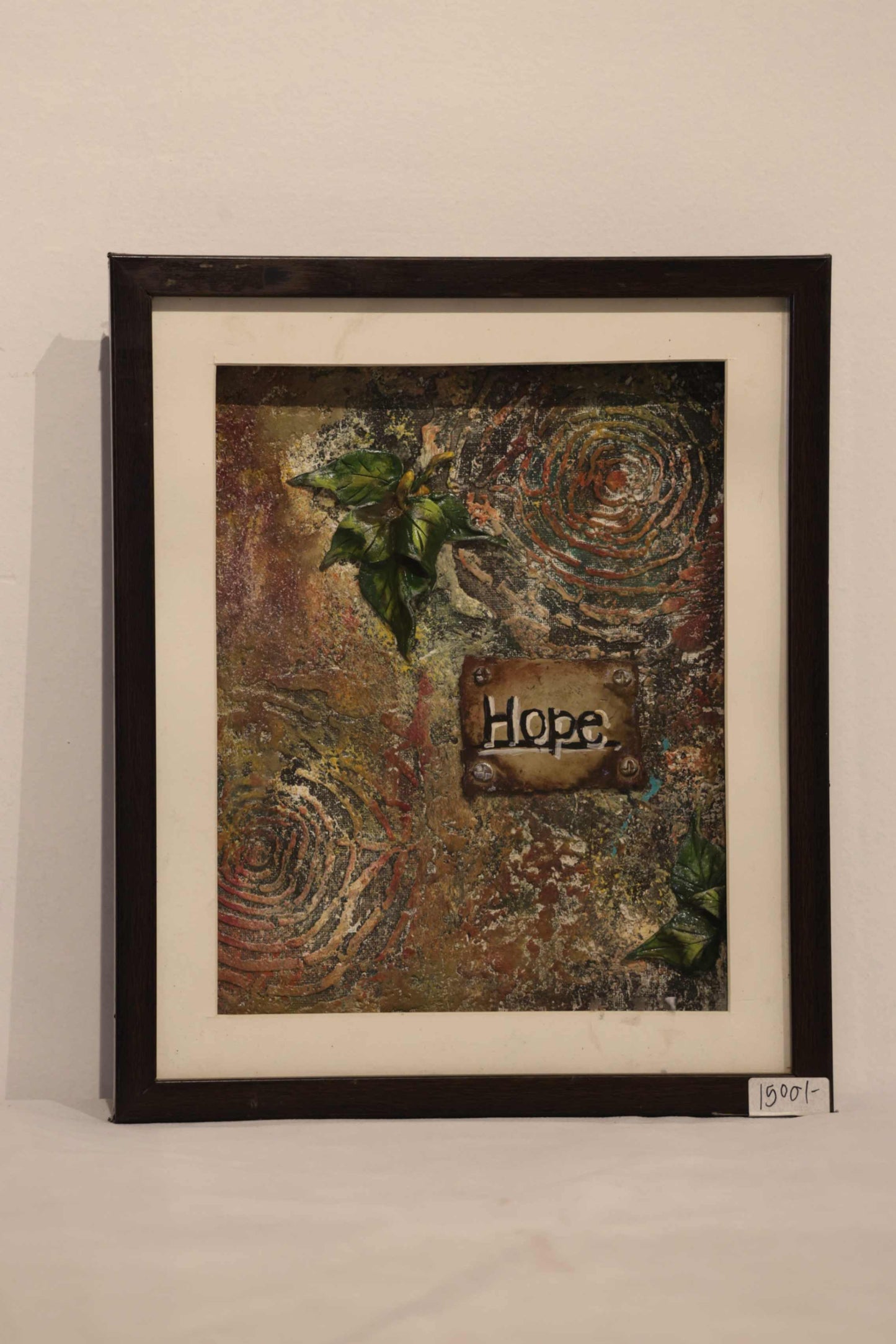 Hope symbol with 3d leaves and texture wall art